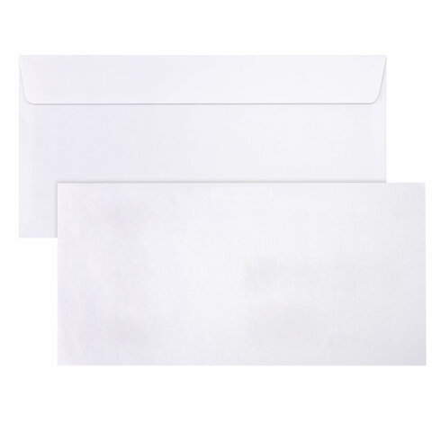 Конверты Е65 (110х220 мм), отрывная лента, 80 г/м2,  25 шт/упак